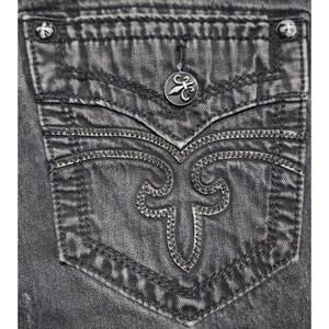 Men's Black Straight Rock Revival Jeans "Jack" Tag Size: 33 Inseam: 32"